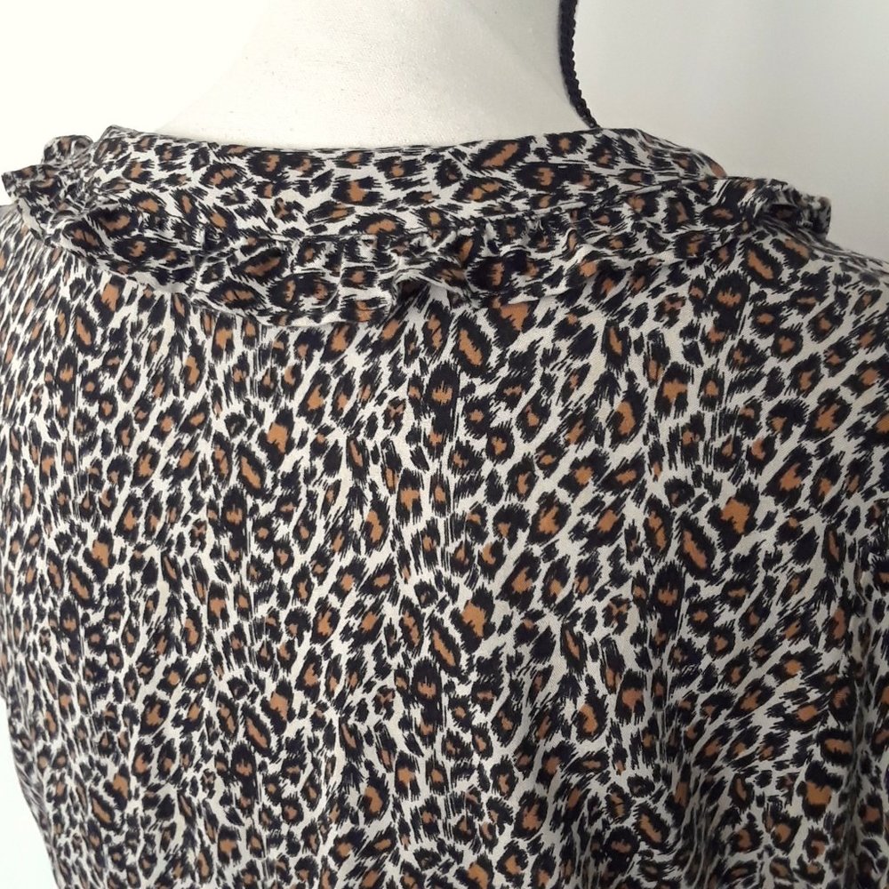 AGB Retro Leopard Print A Line Short Puff Sleeve … - image 9